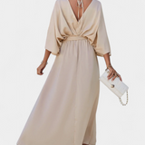 Milly Vestido Elegante con Abertura y Lazo